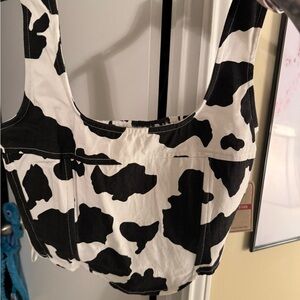 Black and White Cow Print Crop Top